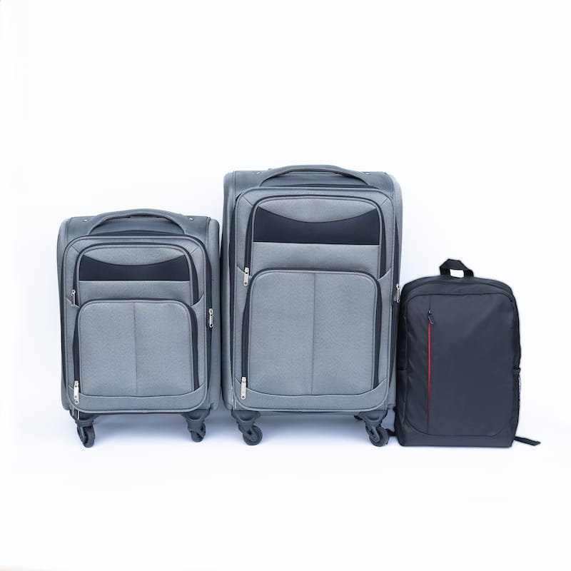 (20+24) Carry-On Fabric Luggage Set, Softshell Lightweight Durable Suitcase with Oxford Cloth Backpack and Universal Wheel