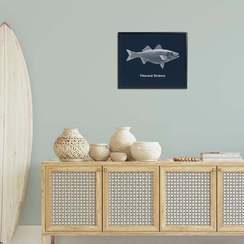 Stupell Vineyard Stripers Fish Framed Giclee Art Design By Phillipa Katz