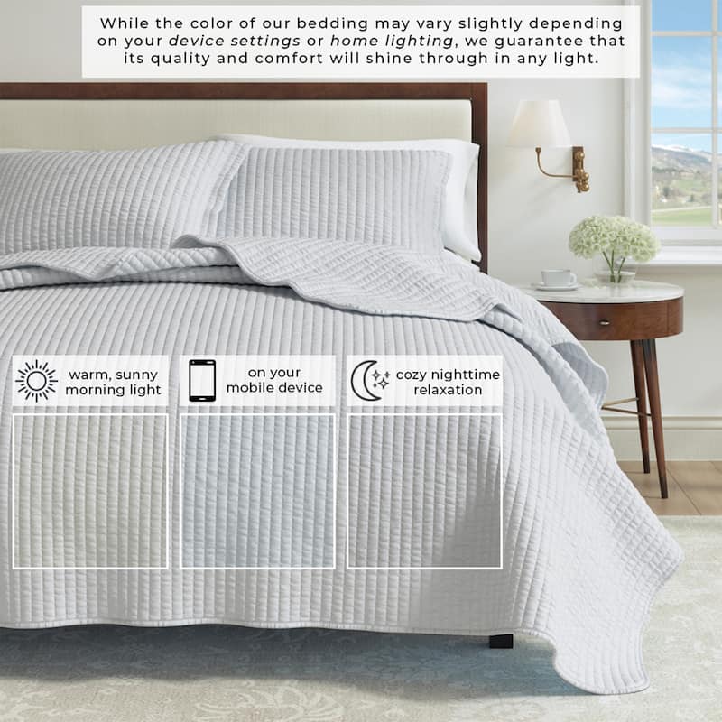 Linery & Co. Detailed Channel Stitch Microfiber Quilt Set With Shams.