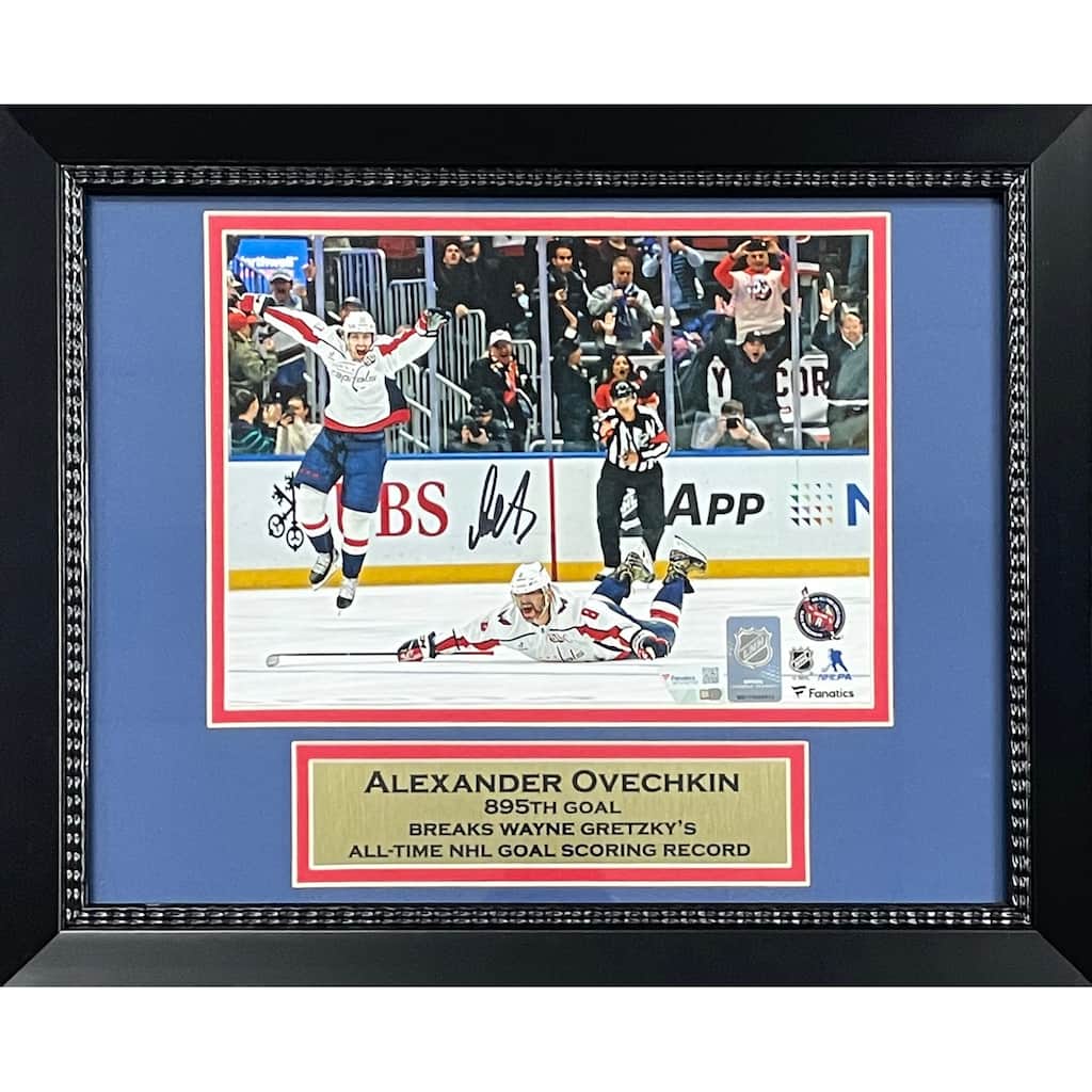 Alexander Ovechkin Autographed Washington Capitals Signed 8x10 Hockey Photo 895 Goal Breaks Wayne Gretzky's NFL Authentic COA