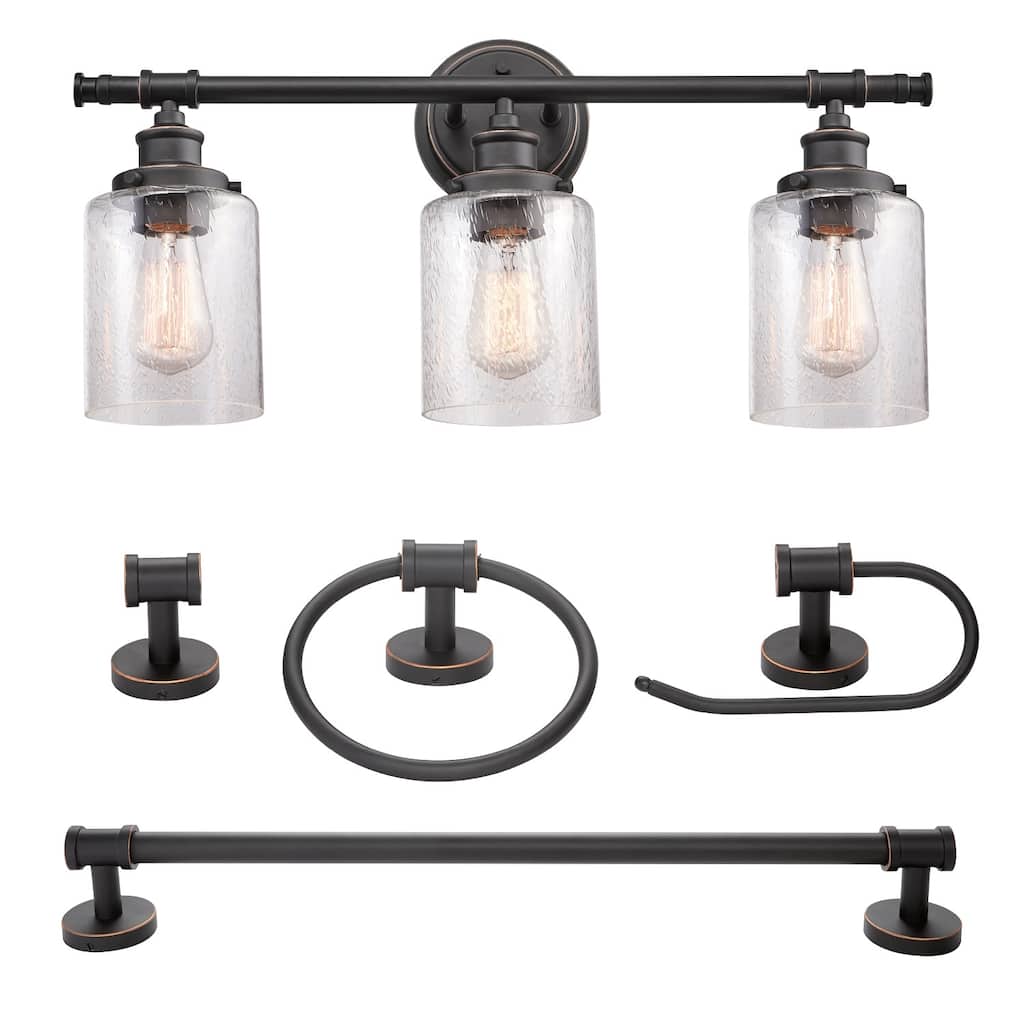 Globe Electric Camden All-In-One Bathroom Vanity Light with Towel Bar,