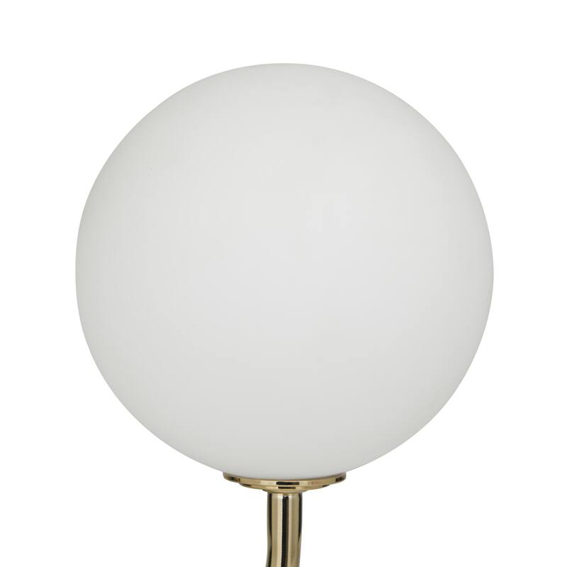 Metal Curved Orb 2 Light Room Table Lamp with White Glass Shades and Marble Base - Gold - Roche River Decor