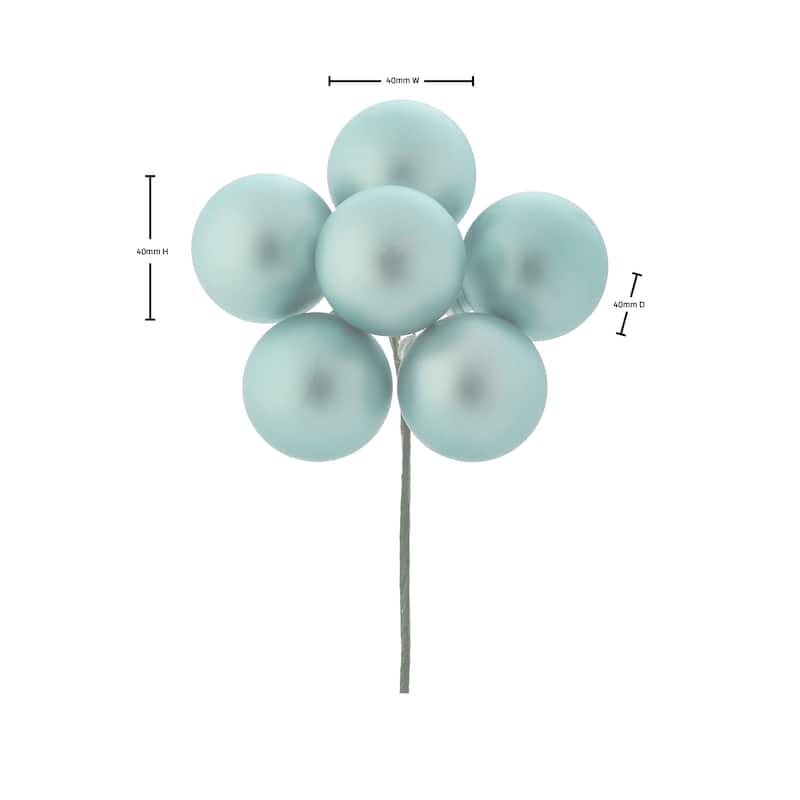 40mm Shatterproof Plastic 6 Bunch Matt Stemball Set of 6