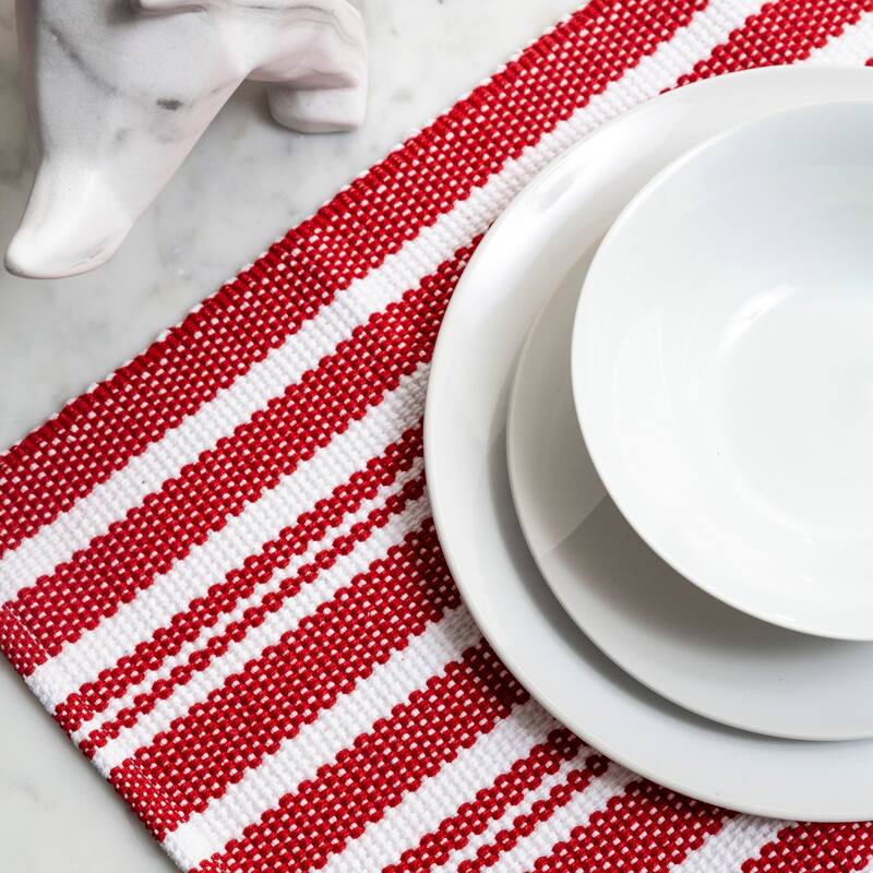 Fabstyles Broadway Set of 4 Stripe Cotton Placemats - 13x19