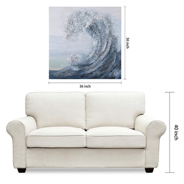 Crystal Wave Textured Glitter Hand Painted Canvas Wall Art - Bed