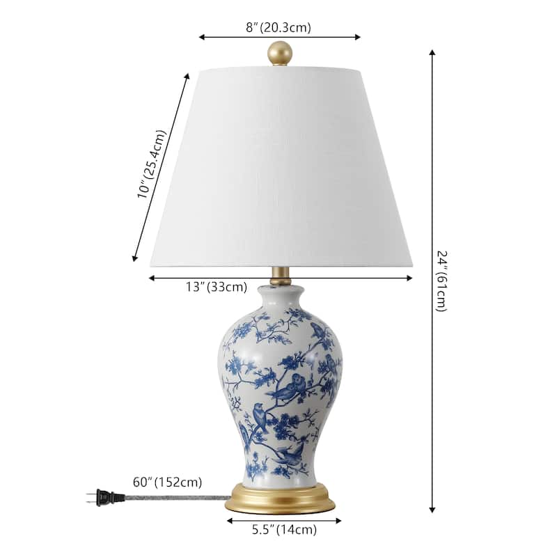 Grace 24" Floral LED Table Lamp, Multi/Brass by JONATHAN Y