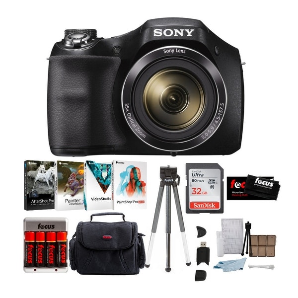 Sony DSCH300/B 20.1MP Digital Camera (Black) w/ Case & 32GB Bundle. Opens flyout.