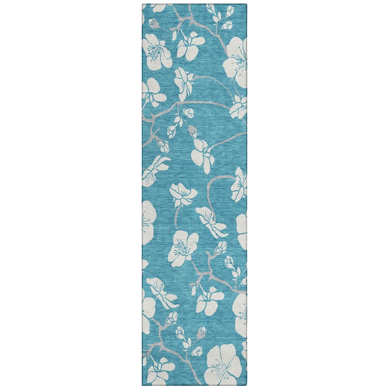 Machine Washable Indoor/ Outdoor Calm Floral Chantille Rug