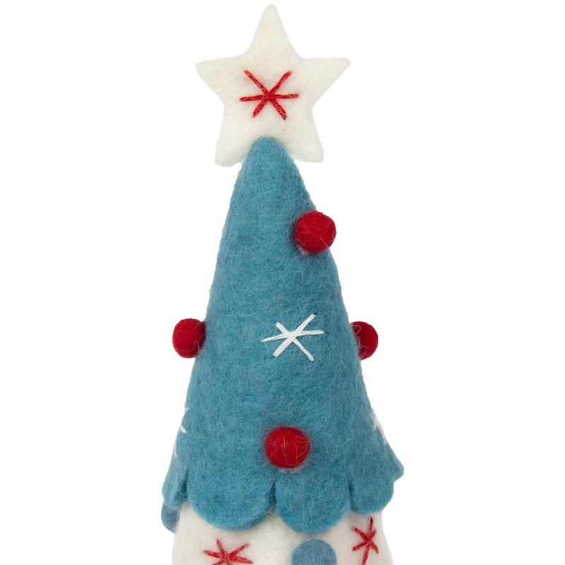 Handcrafted Felt Christmas Tree Topper or Tabletop Decor, Set of 3 Red