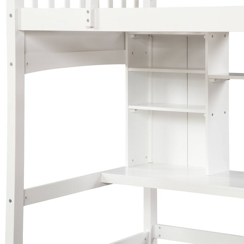 Multi-Functional Twin Loft Bed with Study Desk and Shelving, No Box Spring Required