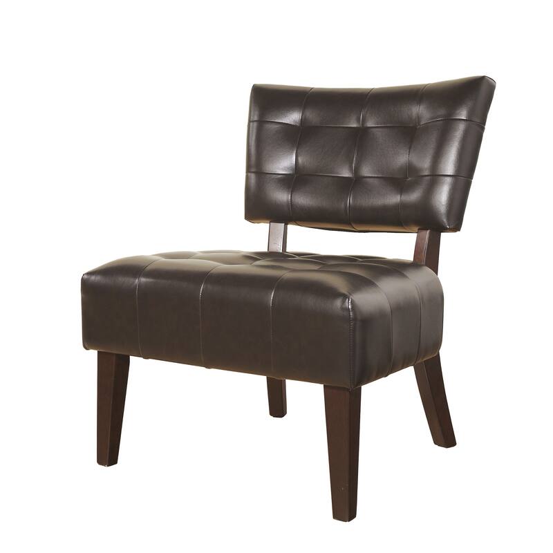 Blended Leather Tufted Accent Chair with Oversized Seating, Brown