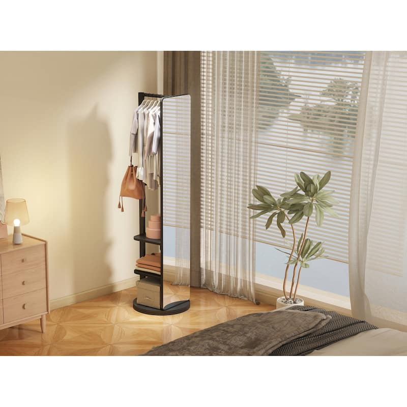 Versatile Full Length Mirror with Integrated Coat Rack for Home Spaces