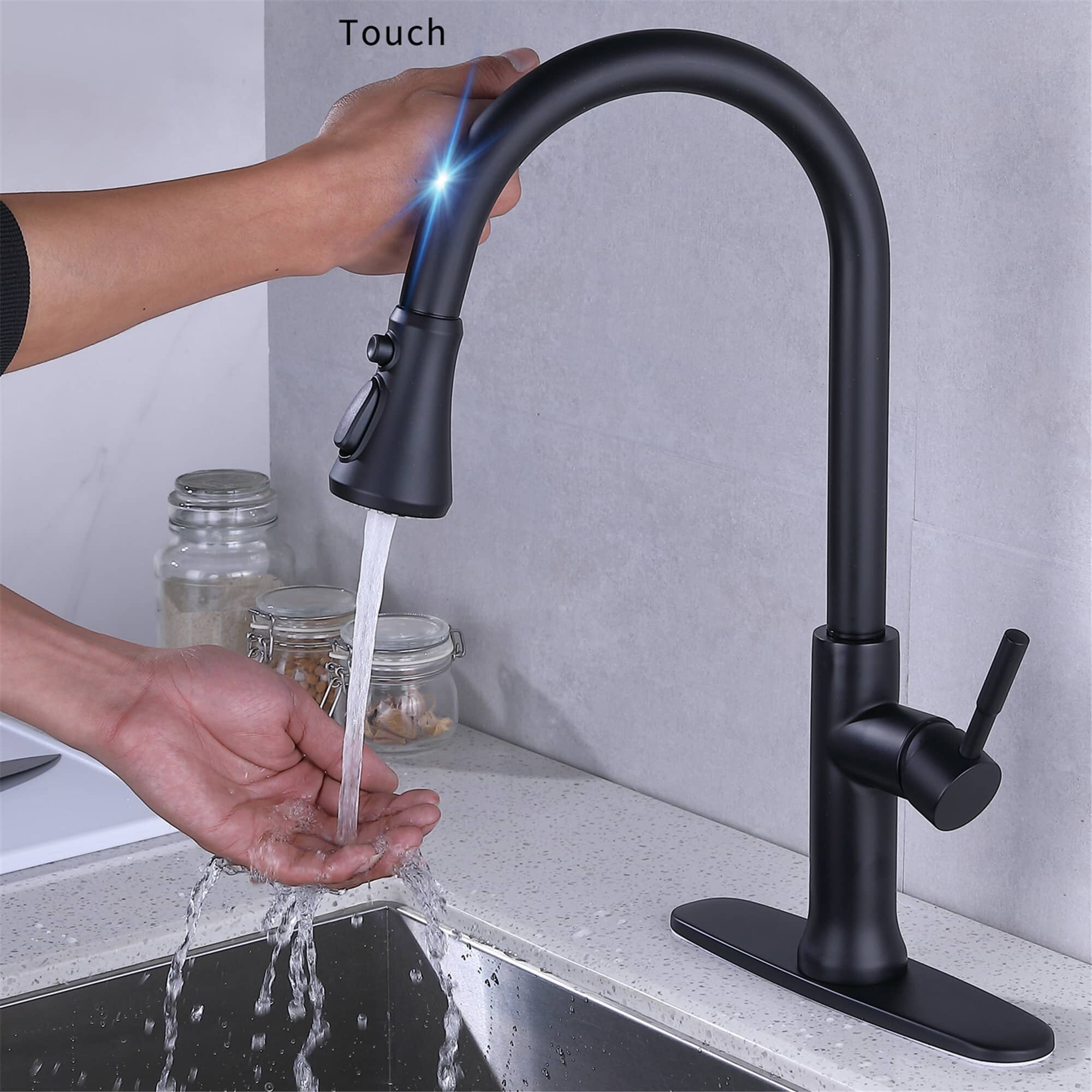 Touch Kitchen Faucet With Pull Down Sprayer Touch On Single ...
