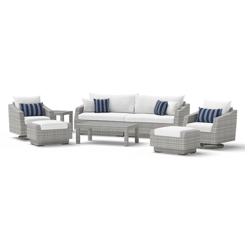 Cannes Deluxe 8 Piece Sunbrella Outdoor Patio Sofa & Club Chair Set