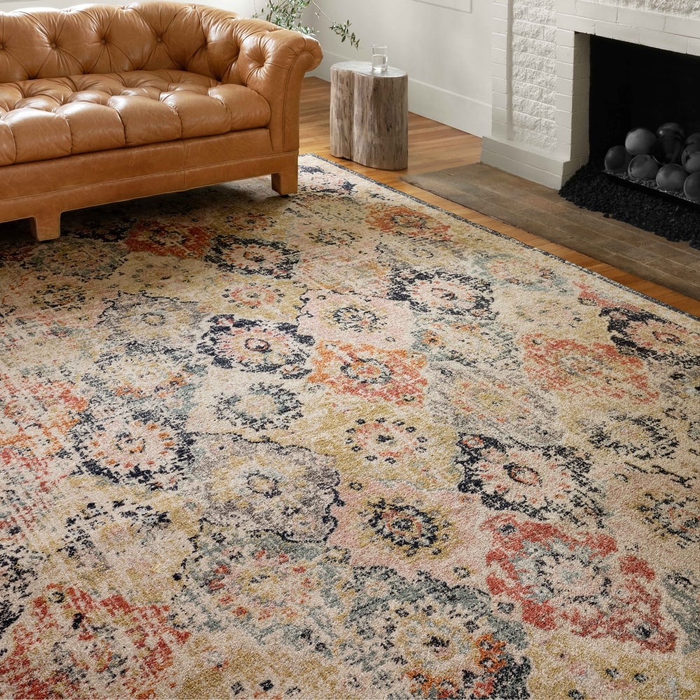 Alexander Home Luxe Antiqued-Motif Distressed Area Rug