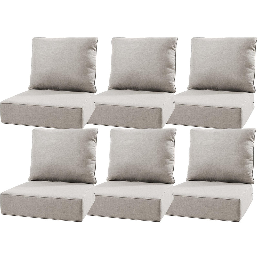 Luxury 6" Outdoor Cushions for Patio Furniture, 24x24x6 Cushion Set, Fade Resistant Replacement Cushions with Removable Cover