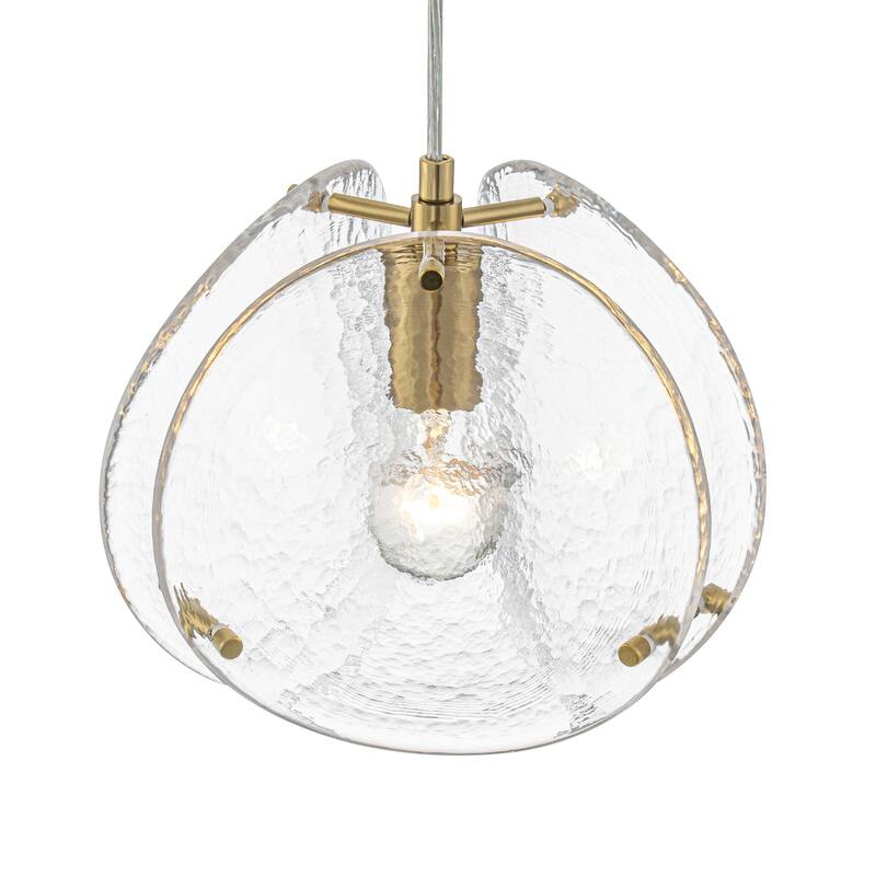 10.6" 1-Light Modern Brass Pendant Light with Clear Glass Shade - Dia.8-in