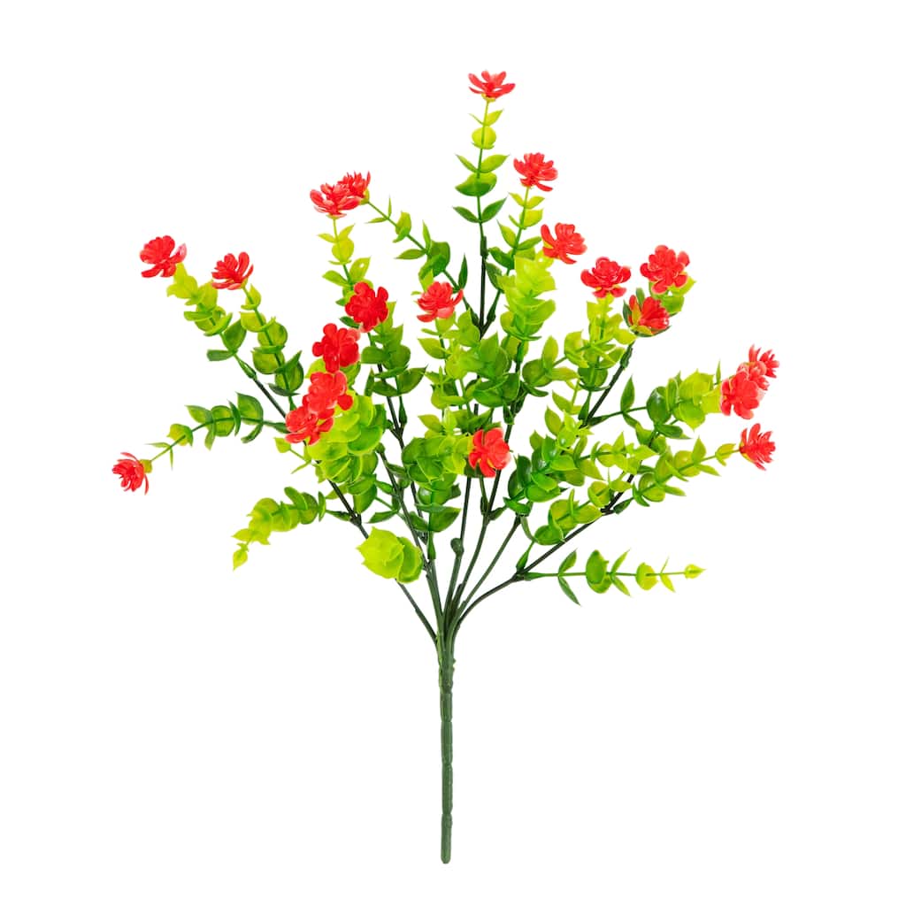 14-in UV Resistant Artificial Flowering Mini Rose Bush - Set of 12