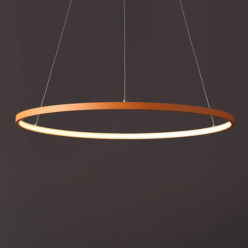 Kinsley Modern Bohemian Iron Integrated LED Pendant by JONATHAN Y - 23.75" - Orange