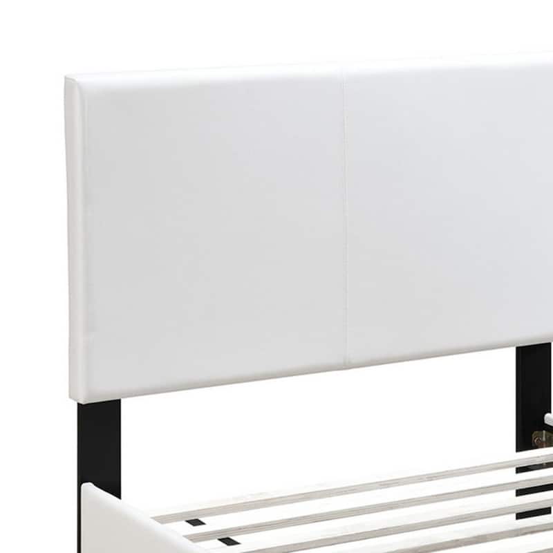 Transitional Style Leatherette Full Bed with Padded Headboard