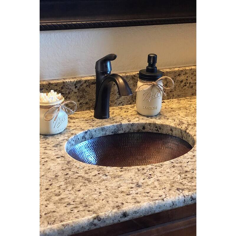 17-in Oval Under Counter Hammered Copper Bathroom Sink (LO17FDB)