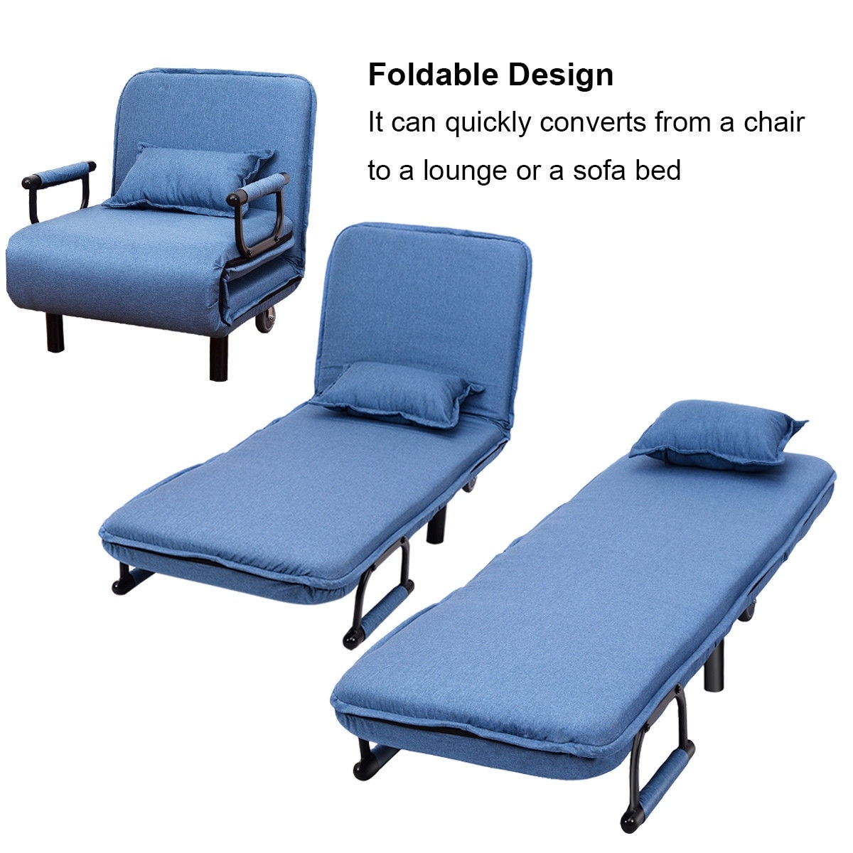 Costway convertible sofa bed folding arm chair sleeper leisure recliner lounge couch sale