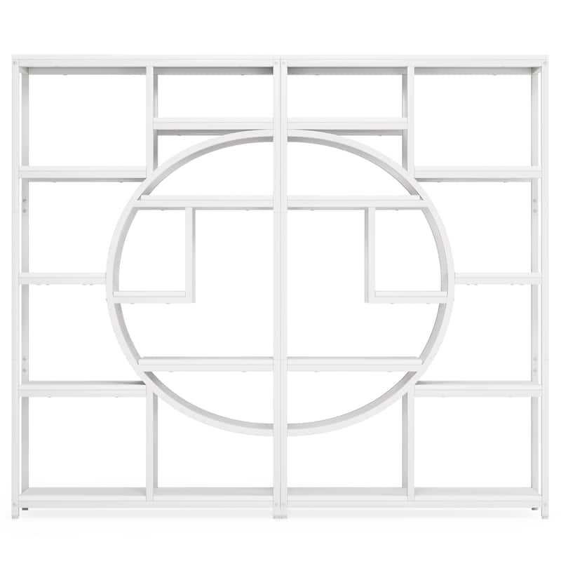 Bookshelf Industrial 5 Tier Etagere Bookcase, Freestanding Tall Bookshelves - 1 Pack - White - 2 Packs
