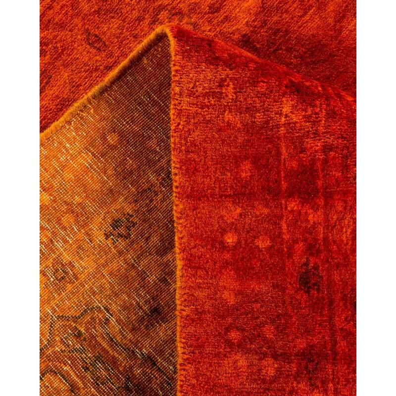 Overton Hand Knotted Wool Vintage Inspired Modern Contemporary Overdyed Orange Area Rug - 6' 2" x 9' 3"