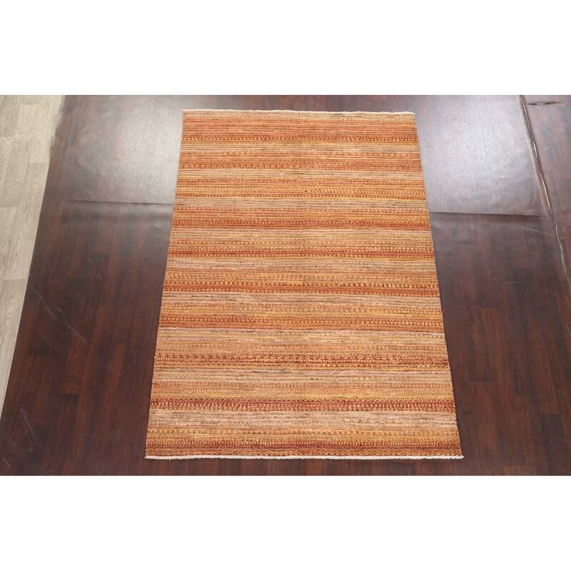 Striped Gabbeh Kashkoli Oriental Wool Area Rug Handmade Bedroom Carpet - 6'0" x 8'10"