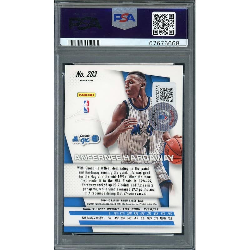 Anfernee Hardaway 2014 Panini Blue Wave Prizm Signed Card 203 Auto Graded PSA 10 - 8'6" x 11'6"