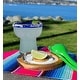preview thumbnail 6 of 7, Dos Sueños Mexican Hand Blown Glass – Set of 4 Hand Blown Stemless Blue Rim Margarita Glasses (14oz)