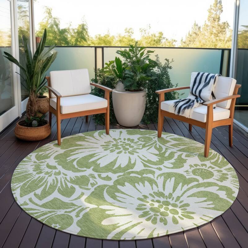 Cafi Botanic Elegance Weather Resistant Timeless Fusion Outdoor Rug
