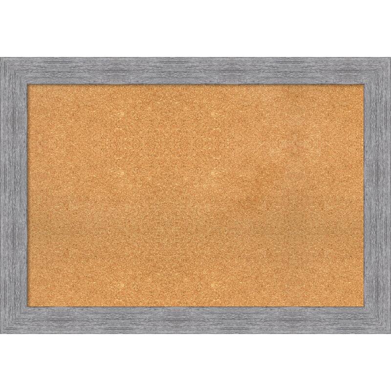 Bark Rustic Framed Cork Bulletin Memo Board - 41-Inch x 29-Inch - Bark Rustic Grey