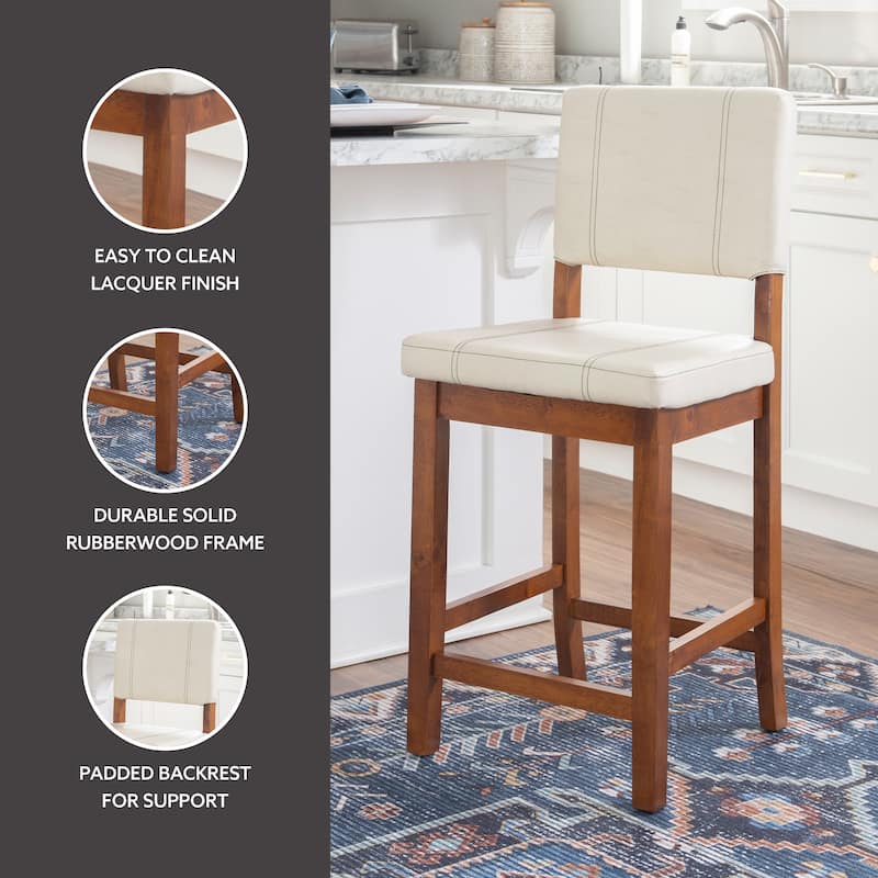Milano Faux Leather Cream Counter Height Bar Stool - Cream