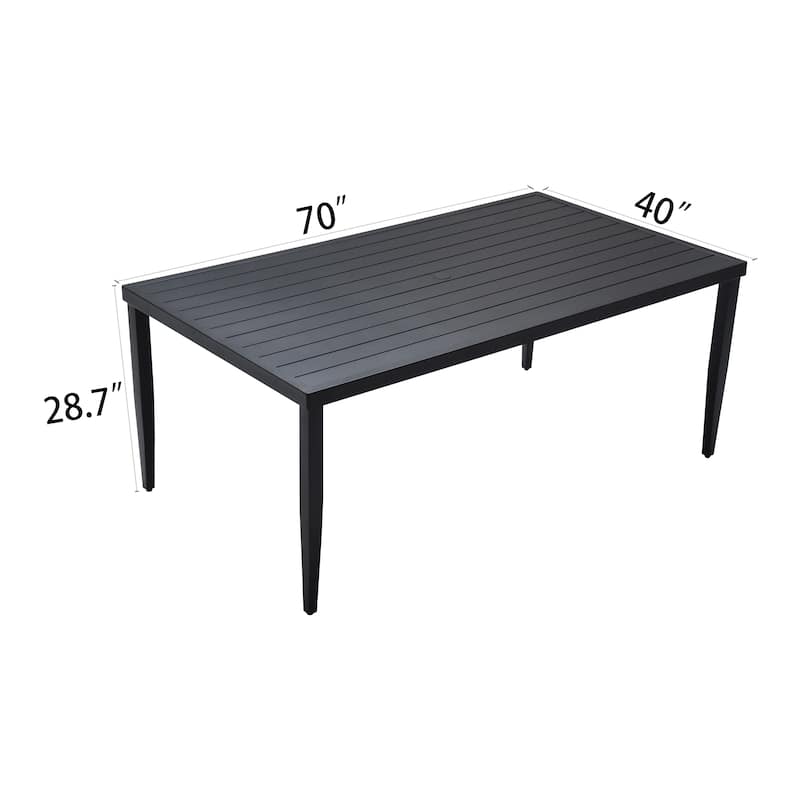 GDFStudio -Sharon Outdoor Patio Aluminum 40"x70" Rectangle Dining Table with Tapered Feet & Umbrella Hole