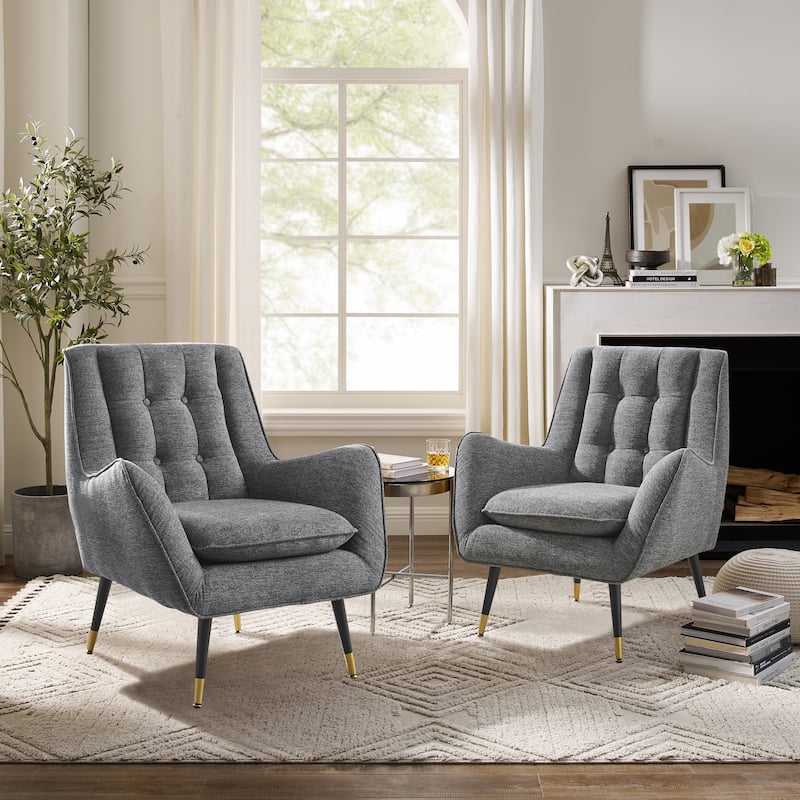 Art Leon Mid-century Modern Accent Arm Chair (SET OF 2) - SET OF 2 - Dark Grey