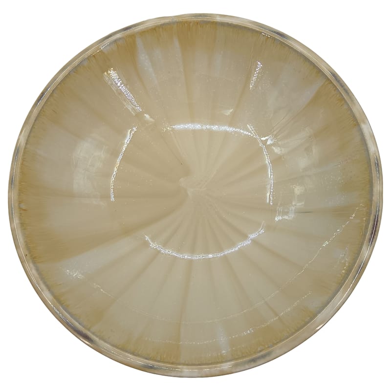 Modern Ceramic Decorative Bowl Sculptural Curved Base - 6", Tan - 13.0"