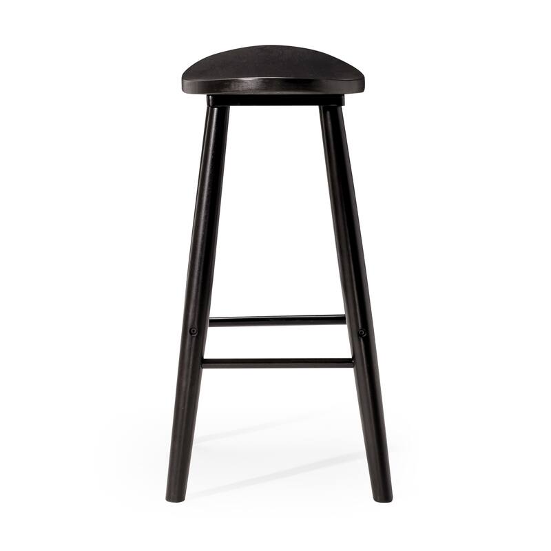 HomeRoots 30" Black Solid Wood Backless Bar Height Bar Chair