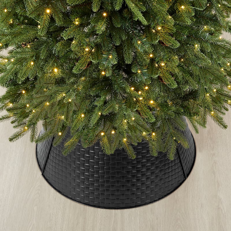 Glitzhome 26"D Christmas Metal Glossy Woven Tree Collars - 26"