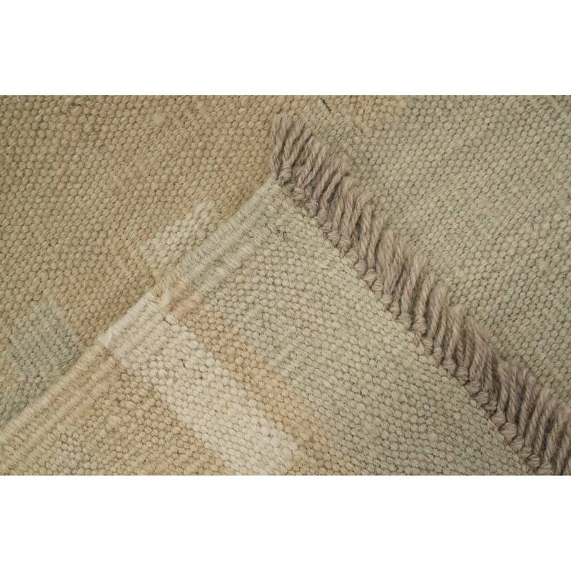 Hand Woven Oriental 100% Wool Carpet Southwestern Tribal Green Kilim Area Rug - 13' 0'' X 9' 9''