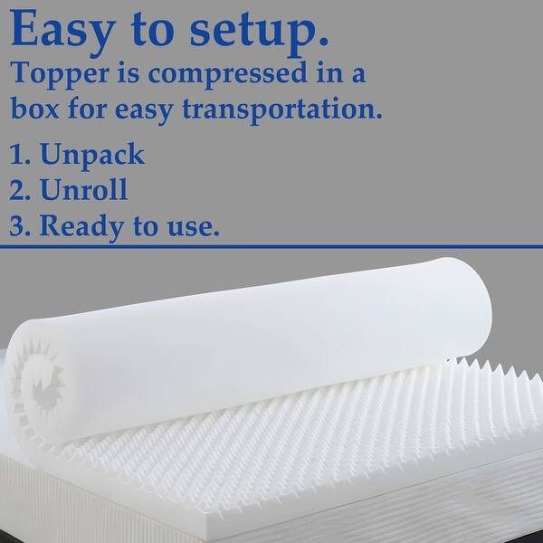High Density Convoluted Egg Shell Breathable Foam Topper, Adds Comfort to Mattress