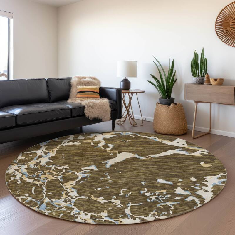 Premium Washable Super Soft Abstract Abrash Mayfield Rug - Coffee - 8' x 8'