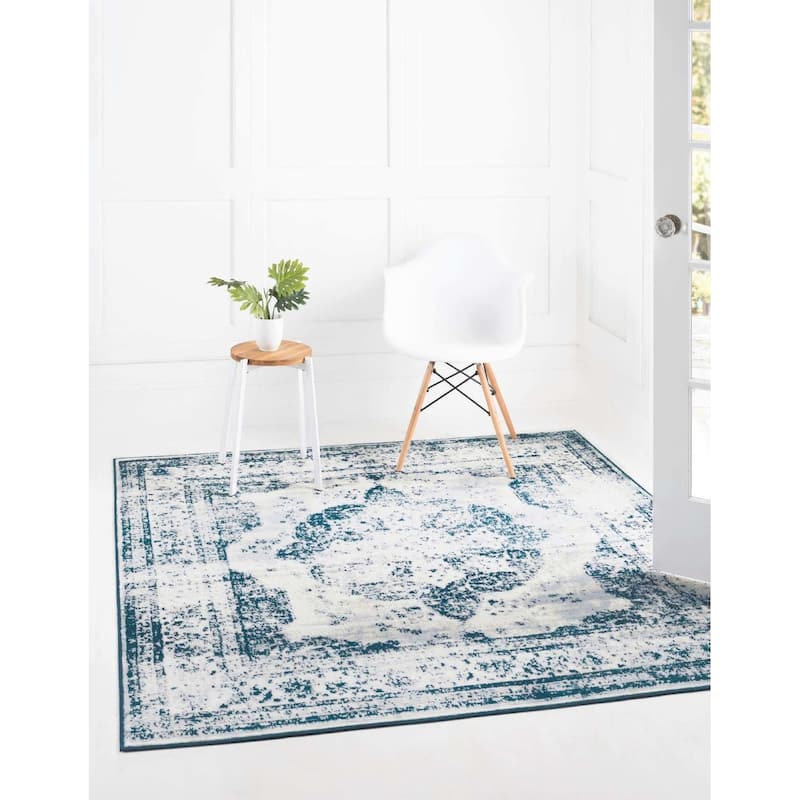 Transitional Fredo Collection Area Rug - 3'3" Square - Blue
