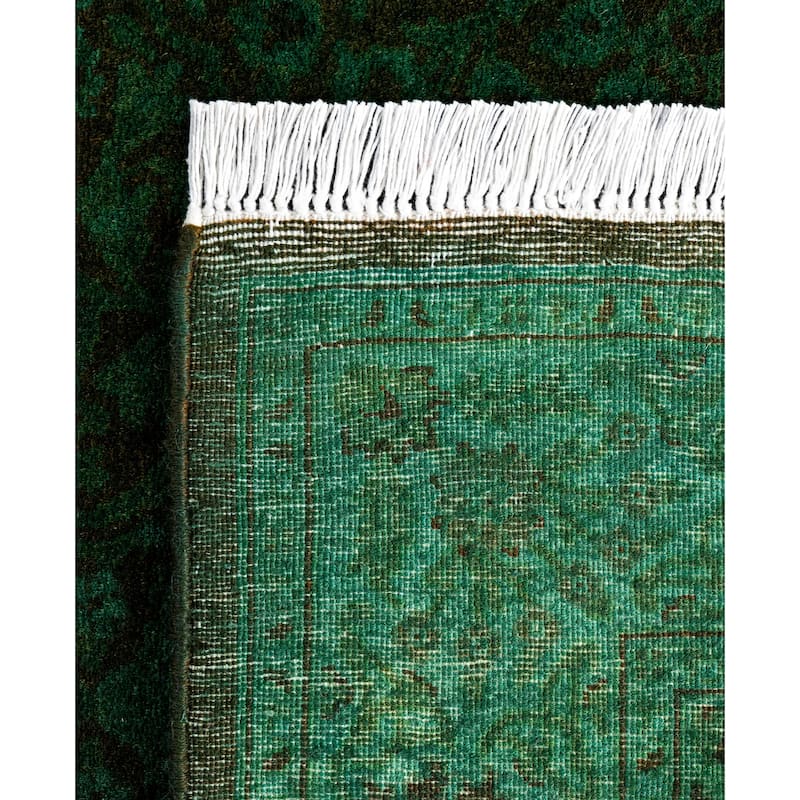 Overdyed One-of-a-Kind Hand-Knotted Area Rug - Green - 2' 7" x 8' 3"