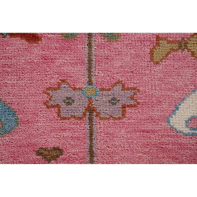 All-Over Pink Oushak Oriental Area Rug Handmade Wool Carpet - 8'10"x 11'10"
