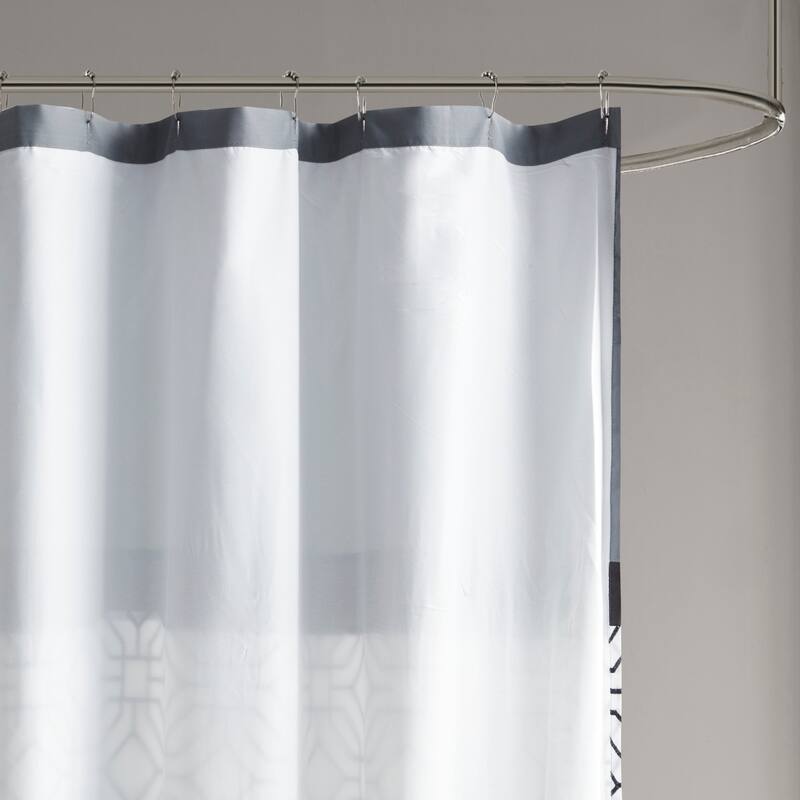 Shane Embroidered and Pieced Shower Curtain by 510 Design