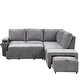 preview thumbnail 50 of 58, L Shaped Polyester Sectional Sofa with USB Ports and Cup Holders
