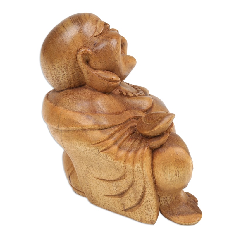 Novica Handmade Blissful Buddha Wood Sculpture