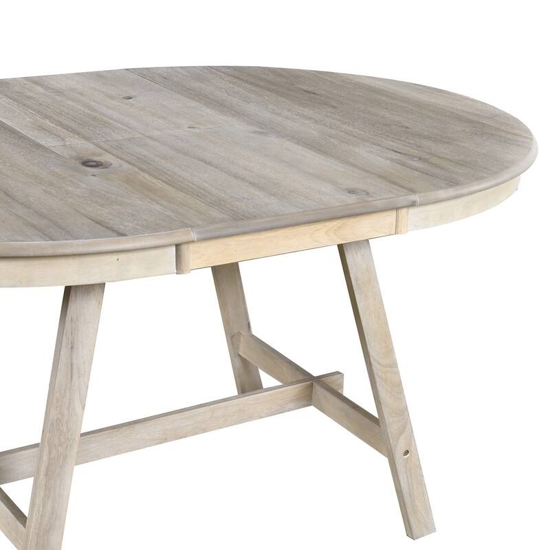 Round Wood Dining Table, Farmhouse Round Extendable Dining Table Kitchen Table for Dining Room, Kitchen