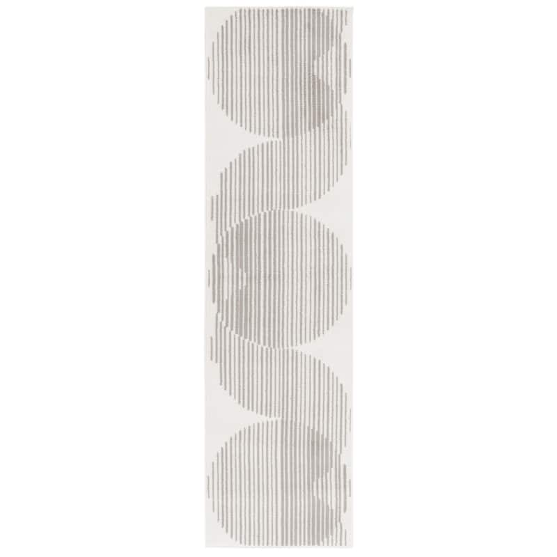 SAFAVIEH Pyramid Petra Modern Stripe Rug - 2'2" x 8' Runner - Ivory/Grey